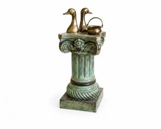 172 VintageCorinthianPedestalBrassDuckDecorSet
