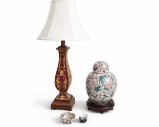 127 VintageChinoiserieLampGingerJarPorcelainLot