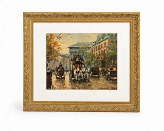 90 FramedAntoineBlanchardParisStreetScenePrintArt