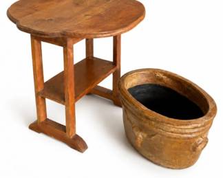 152 RusticWoodDropLeafStandPlanterPotSet