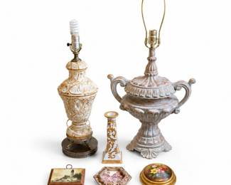 124 VintageCapodimonteLampDecorCollectionLotItalian