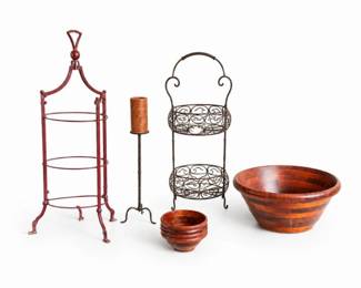 82 VintageHomeDecorLotWoodBowlsStandsCandleholders