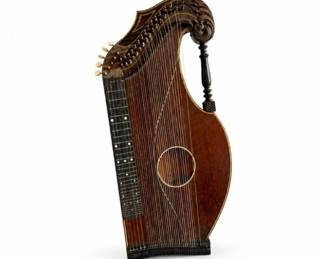 182 AntiqueAFKochendorferGermanHarpZitherCase