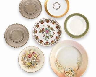 85 VintageDecorativePorcelainGlassPlateServingSet