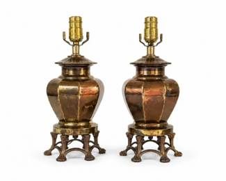 108 PairVintageBrassGingerJarTableLampsChinoiserie