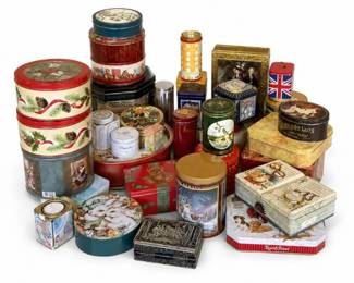 101 VintageDecorativeTinBoxLotHolidayCookieStorage