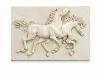 58 DesignToscanoRunningHorsesWallReliefSculpturePlaque