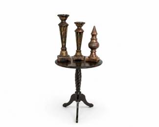 36 VintageItalianMediterraneanMarquetryWoodAccentSideTable