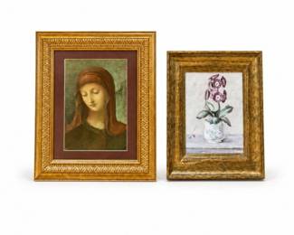 145 VintageFramedArtPrintLotMadonnaFloralGoldFrames