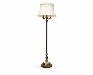 59 VintageBrassTorchiereFloorLampwithThreeLightCluster