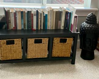 Bench with baskets & books