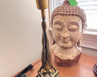 Art Deco Figural Electric Cigar Lighter and Buddha Head