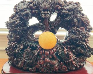 Chinese Feng Shui Resin Dragon Sculpture