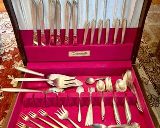 46 pieces of "Silver Rhythm" International Sterling  and 6 Sterling Silver Spoons  Mazarin by Dominick and Haff