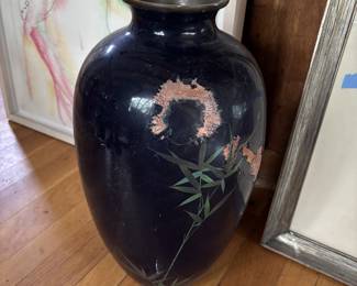Japanese Cloisonne Enamel Vase (Damage Occurred During 1994 Northridge Earthquake)