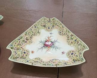 Vintage Japanese Porcelain Triangular Serving Dish
