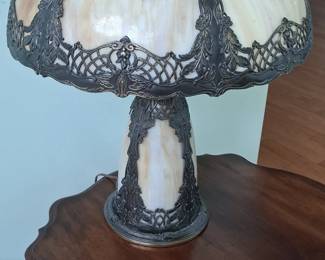 Vintage Caramel Slag Glass Table Lamp