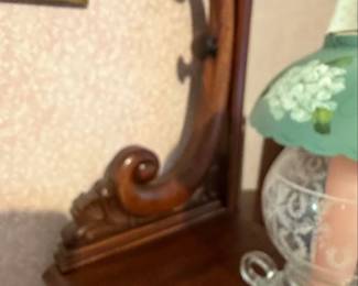Vintage Mahogany Vanity with Mirror and Bench second image