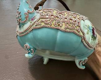 Vintage Nippon Moriage Teapot with Braided Handle second image