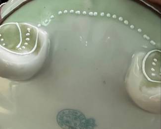 Nippon Porcelain Moriage Hair Receiver with Metal Overlay third image