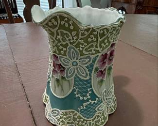 Vintage Moriage Nippon Ewer with Raised Paste Enamel second image