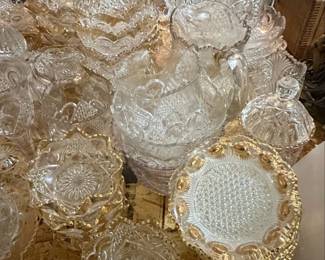 Vintage EAPG Glassware with Gold Trim Collection