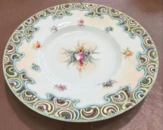 Vintage HandPainted Floral Porcelain Plate  Crown Staffordshire Renaissance Pattern