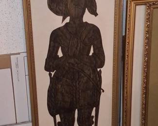 Vintage Brass Rubbing of Knight in Armor