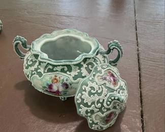 Vintage Porcelain Covered Sugar Bowl second image
