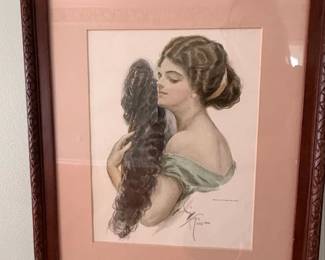Harrison Fisher The Feather Fan Signed Print