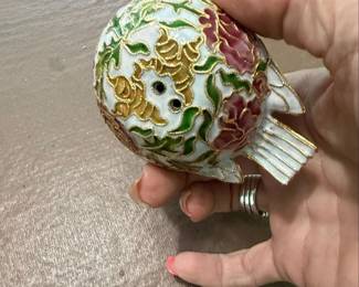 Vintage Cloisonn Bird Ornament second image