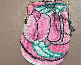Vintage Beaded Floral Coin Purse