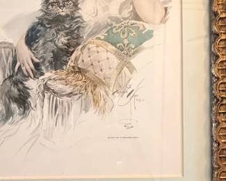 Harrison Fisher Lady With Cat Print, second image