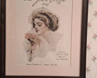 Vintage Harrison Fisher For You A Rose Sheet Music Print