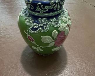 Vintage Nippon Majolica Floral Ginger Jar