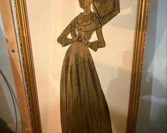 Vintage Brass Rubbing of Medieval Figure