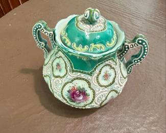 Vintage Nippon Moriage Sugar Bowl with Lid