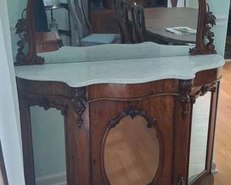 Victorian Walnut Mirror Back Credenza