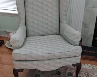 Queen Anne Style Wingback Armchair