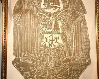 Vintage Brass Rubbing of John and Elizabeth de la Pole