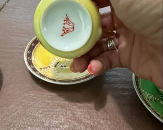 Vintage Japanese Moriage Teacup and Saucer with Red Bird Mark second image
