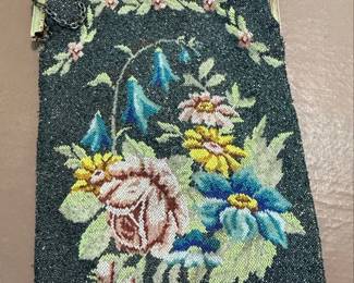 Vintage Floral Petit Point Beaded Handbag