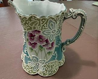 Vintage Moriage Nippon Ewer with Raised Paste Enamel