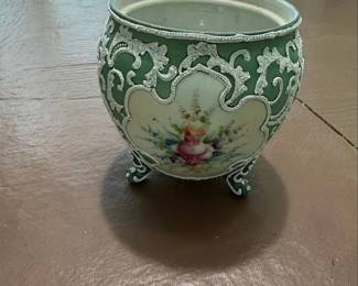 Vintage Nippon Moriage Porcelain Footed Jardiniere