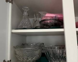 Various Glass Serving Bowls and Decanters
