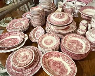 Vintage Johnson Brothers Historic America Pink Transferware Dinnerware