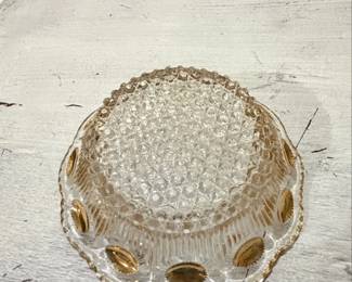 Vintage EAPG Manhattan Pattern Clear Glass Bowl with Gold Gilt Accents second image