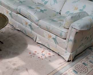 Vintage Floral Upholstered Sofa and Loveseat