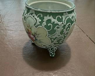 Vintage Nippon Moriage Porcelain Footed Jardiniere second image