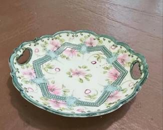 Nippon Hand Painted Celery Dish with Floral Motif